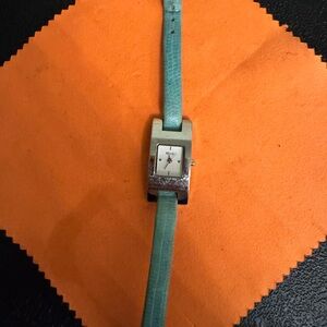 Relic Silver Watch with Green Leather Strap